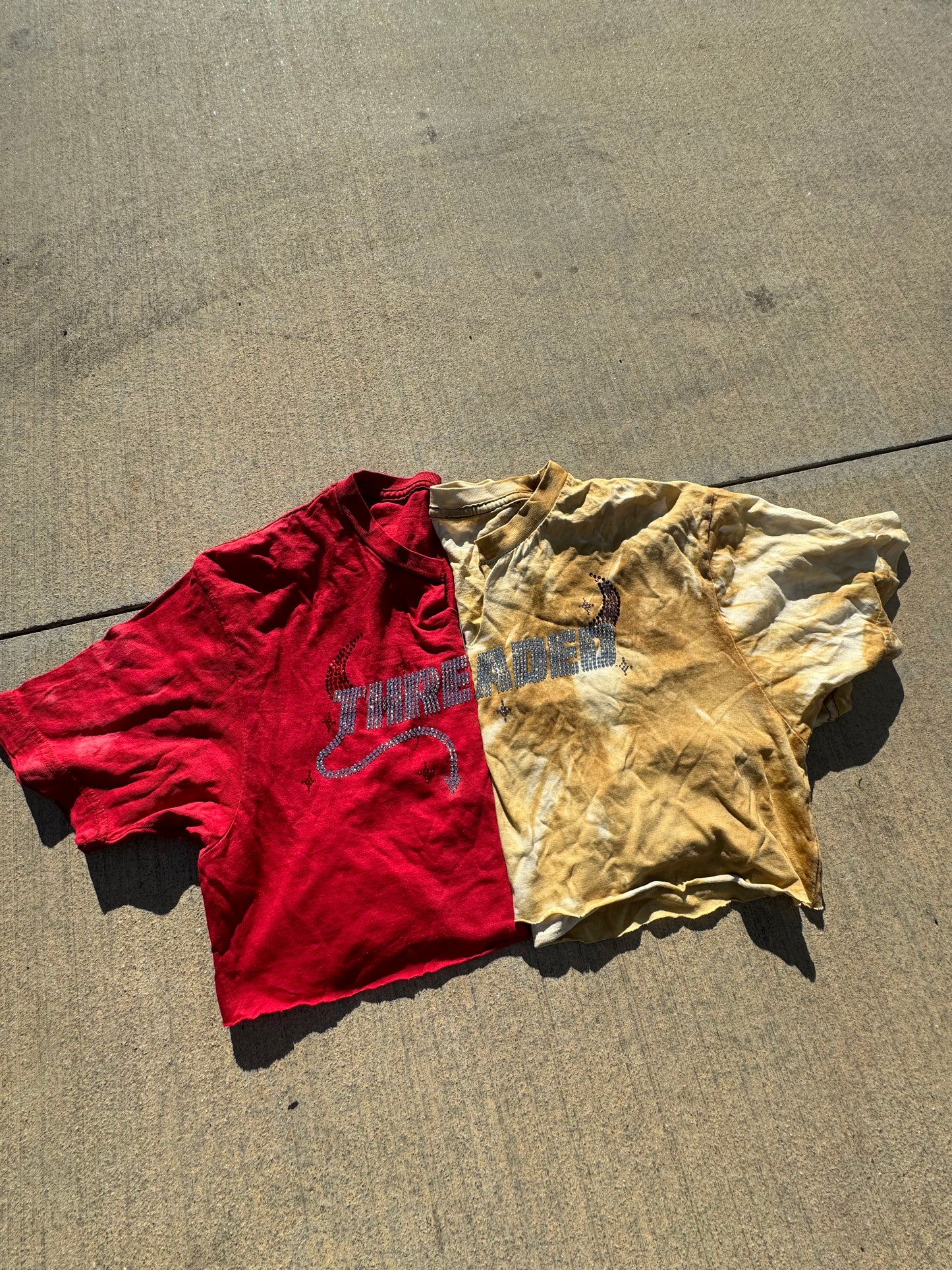 THREADED “SINISTER” RHINESTONE CROP-TOP