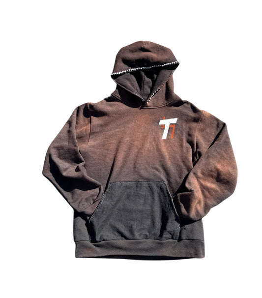 THREADED ACID WASHED EMBELLISHED HOODIE