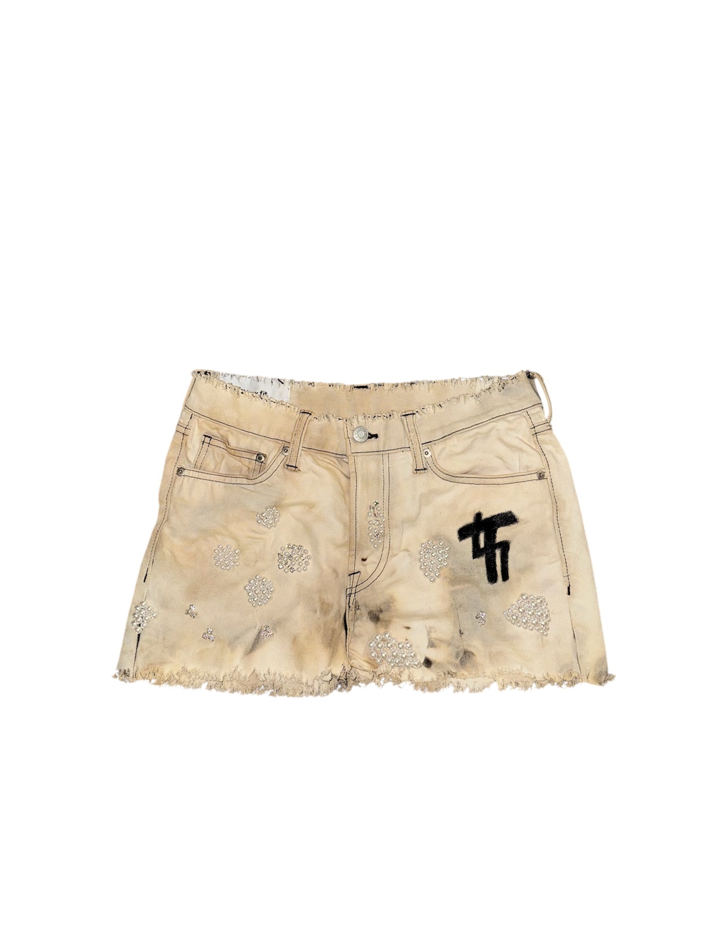 THREADED EMBELLISHED DENIM SKIRT