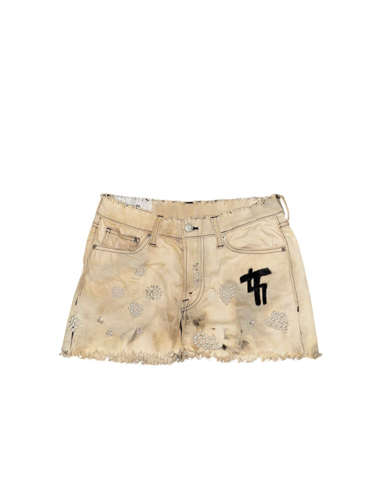 THREADED EMBELLISHED DENIM SKIRT